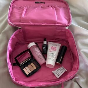 New Lancôme Pink Cosmetic Bag with Makeup Set